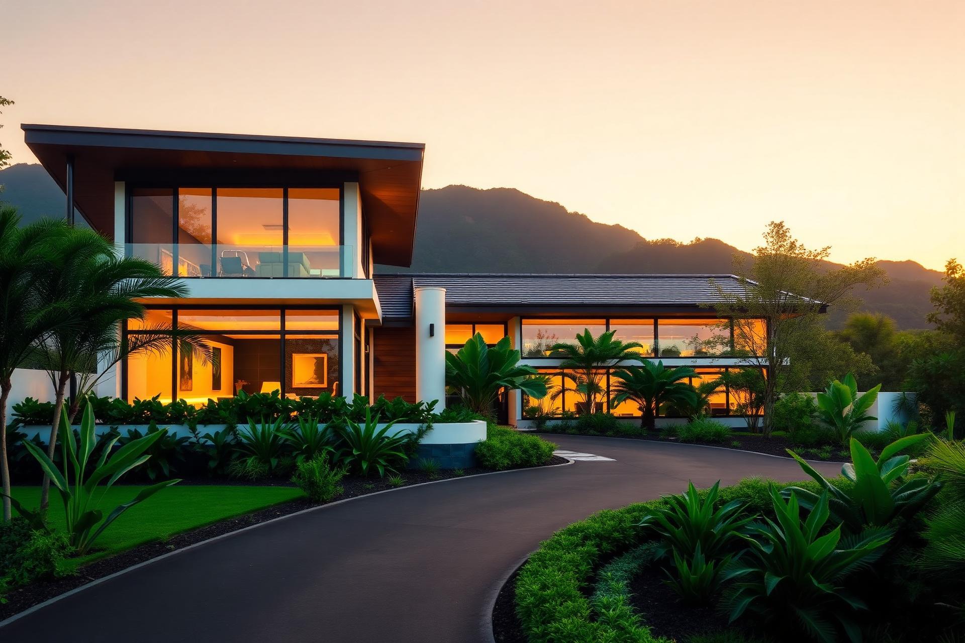 Villa de lujo en Costa Rica al atardecer